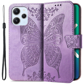 Cu clapetă pentru Xiaomi Redmi 12, Butterfly, violet