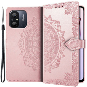 Cu clapetă pentru Xiaomi Redmi 12C, Mandala, roz rose gold