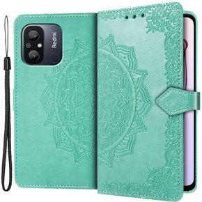 Cu clapetă pentru Xiaomi Redmi 12C, Mandala, verde