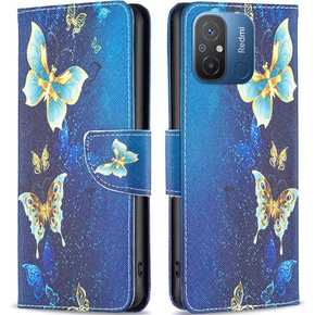Cu clapetă pentru Xiaomi Redmi 12C, Wallet, butterfly, albastru