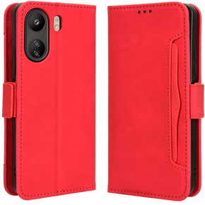 Cu clapetă pentru Xiaomi Redmi 13C / Poco C65, Card Slot, roșu