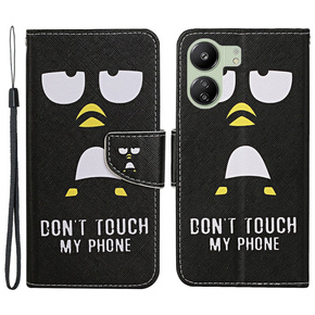 Cu clapetă pentru Xiaomi Redmi 13C / Poco C65, Wallet, Don't Touch My Phone, negru