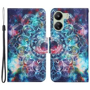 Cu clapetă pentru Xiaomi Redmi 13C / Poco C65, Wallet, Starry Mandala, albastru