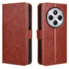 Cu clapetă pentru Xiaomi Redmi 14C, Crazy Horse Wallet, maro