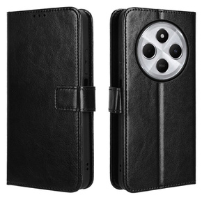 Cu clapetă pentru Xiaomi Redmi 14C, Crazy Horse Wallet, negru