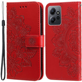 Cu clapetă pentru Xiaomi Redmi Note 12 4G, Mandala Flower, roșu