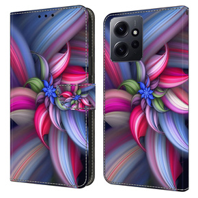 Cu clapetă pentru Xiaomi Redmi Note 12 4G, Wallet, colorful flower, albastru