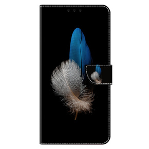 Cu clapetă pentru Xiaomi Redmi Note 12 4G, Wallet, feathers, negru