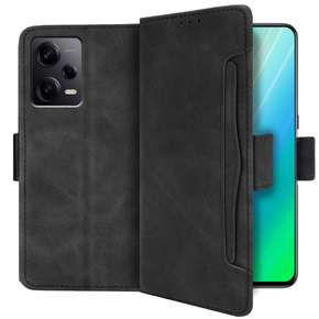 Cu clapetă pentru Xiaomi Redmi Note 12 5G / POCO X5 5G, Card Slot, negru