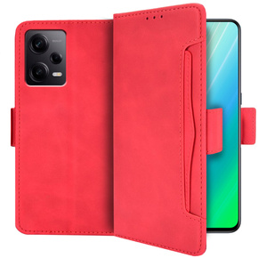 Cu clapetă pentru Xiaomi Redmi Note 12 5G / POCO X5 5G, Card Slot, roșu