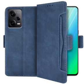 Cu clapetă pentru Xiaomi Redmi Note 12 Pro+ 5G, Card Slot, albastru