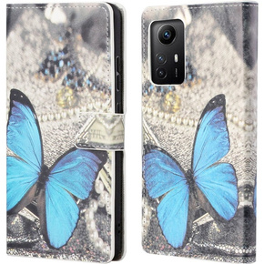 Cu clapetă pentru Xiaomi Redmi Note 12S, Wallet Butterfly, albastru