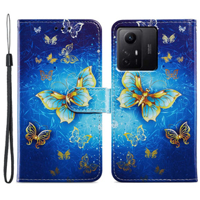 Cu clapetă pentru Xiaomi Redmi Note 12S, Wallet Butterfly, albastru