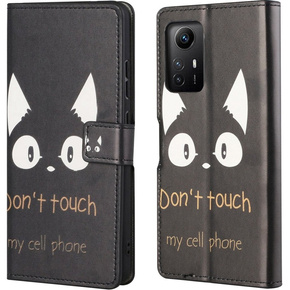 Cu clapetă pentru Xiaomi Redmi Note 12S, Wallet, don't touch, negru