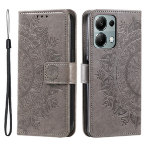 Cu clapetă pentru Xiaomi Redmi Note 13 Pro 4G, Mandala, gri