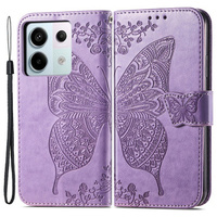 Cu clapetă pentru Xiaomi Redmi Note 13 Pro 5G, Butterfly, violet