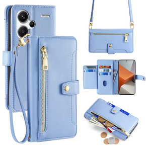 Cu clapetă pentru Xiaomi Redmi Note 13 Pro+, Wallet Zipper Pocket, albastru