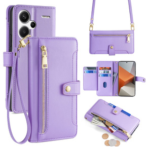 Cu clapetă pentru Xiaomi Redmi Note 13 Pro+, Wallet Zipper Pocket, violet