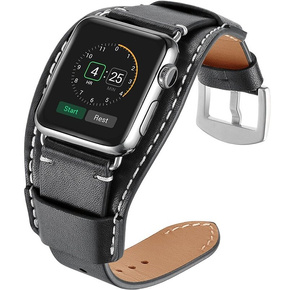 Curea din piele pentru Apple Watch 1/2/3/4/4/5/6/6/7/8/SE/Ultra 42/44/45/49mm, negru