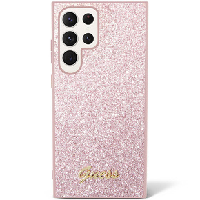 GUESS Huse pentru Galaxy S24 Ultra, Glitter Script Hardcase, roz