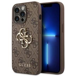 GUESS Huse pentru iPhone 14 Pro, 4G Big Metal Logo, maro