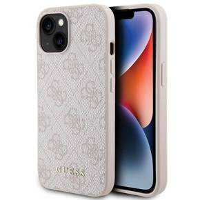 GUESS Huse pentru iPhone 15 Plus, 4G Metal Gold Logo, roz