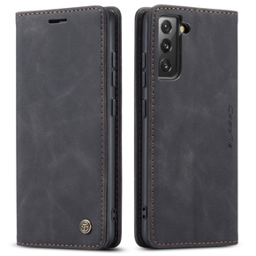 Husa CASEME pentru Samsung Galaxy S22 5G, Leather Wallet Case, negru