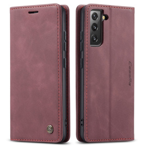 Husa CASEME pentru Samsung Galaxy S22+ Plus 5G, Leather Wallet Case, roșu