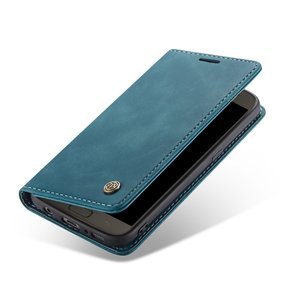 Husa CASEME pentru Samsung Galaxy S7, Leather Wallet Case, albastru