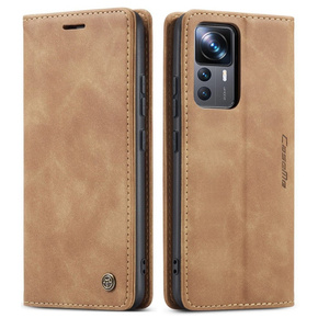 Husa CASEME pentru Xiaomi 12T / 12T Pro, Leather Wallet Case, maro