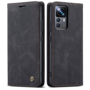 Husa CASEME pentru Xiaomi 12T / 12T Pro, Leather Wallet Case, negru