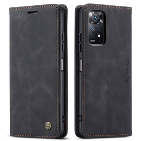 Husa CASEME pentru Xiaomi Redmi Note 11 Pro 4G/5G, Leather Wallet Case, negru