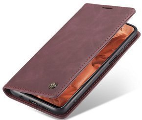 Husa CASEME pentru Xiaomi do Czerwonemi Note 9s / 9 Pro, Leather Wallet Case, maroon