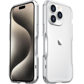 Husa LUPHIE pentru iPhone 15 Pro, Armor Bumper, de argint