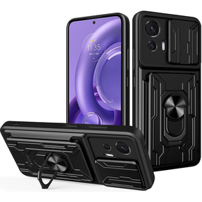 Husă blindată pentru Motorola Edge 30 Neo 5G, Camera Slide Card Slot, negru