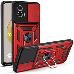 Husă blindată pentru Motorola Moto G73 5G, CamShield Slide, roșu