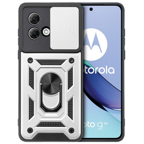 Husă blindată pentru Motorola Moto G84 5G, CamShield Slide, de argint