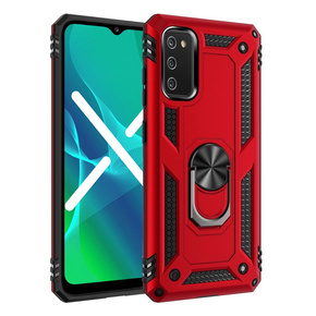 Husă blindată pentru Samsung Galaxy A03s, Nox Case Ring, roșu