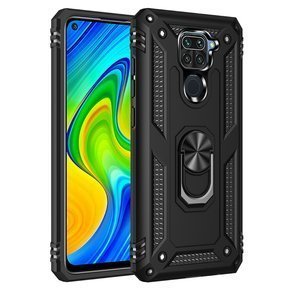 Husă blindată pentru Xiaomi Redmi Note 9, Nox Case Ring, negru