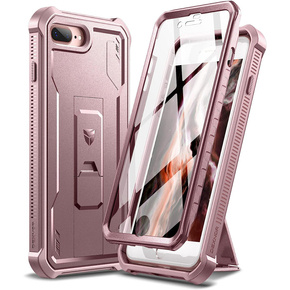 Husă blindată pentru iPhone 7 Plus / 8 Plus, Dexnor Full Body, roz rose gold