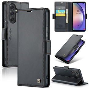 Husa cu clapetă CASEME pentru Samsung Galaxy A54 5G, Litchi Wallet, negru