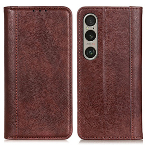 Husa cu clapetă pentru Sony Xperia 1 VI, Split Leather, maro