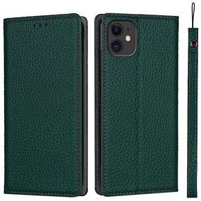 Husă din piele pentru iPhone 11, ERBORD Grain Leather, verde