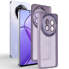 Husă din silicon pentru Realme 12, cu protecție pentru cameră, transparent / violet
