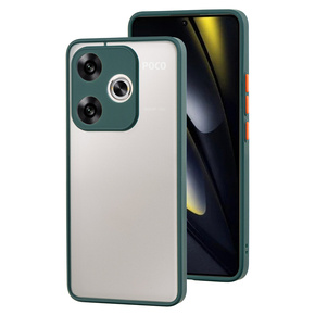 Husă din silicon pentru Xiaomi Poco F6, cu protecție pentru cameră, transparent / verde