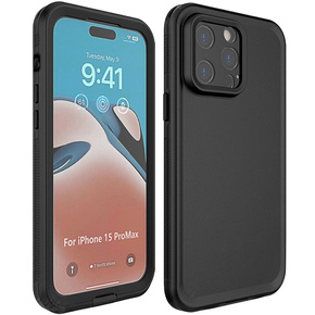 Husă impermeabilă IP68 pentru iPhone 15 Pro Max, negru