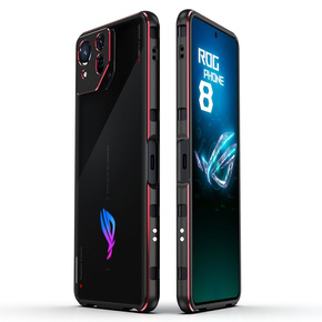 Husa pentru ASUS ROG Phone 8 Pro, Armor Bumper, cu capac pentru obiectiv, negru / roșu