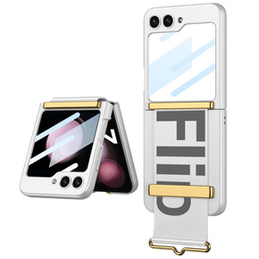 Husă pentru Galaxy Z Flip 5, Strap Cover, albastru marin/portocaliu