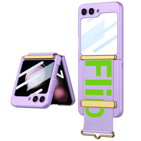 Husă pentru Galaxy Z Flip 5, Strap Cover, violet/portocaliu