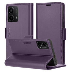 Husă pentru Motorola Moto G24 / Moto G04, ERBORD Glossy Litchi, portofel cu clapetă, violet